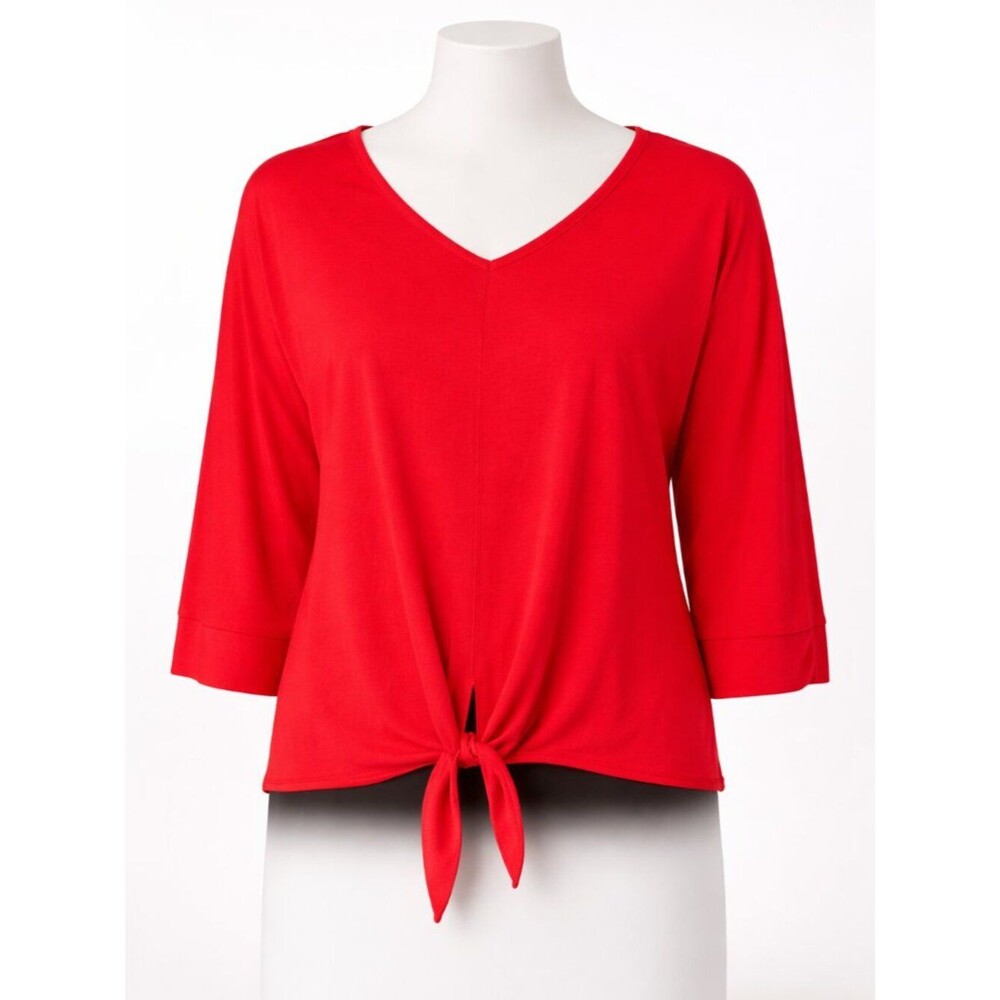 Notations Top 3/4 Sleeves Size Medium Red EUC